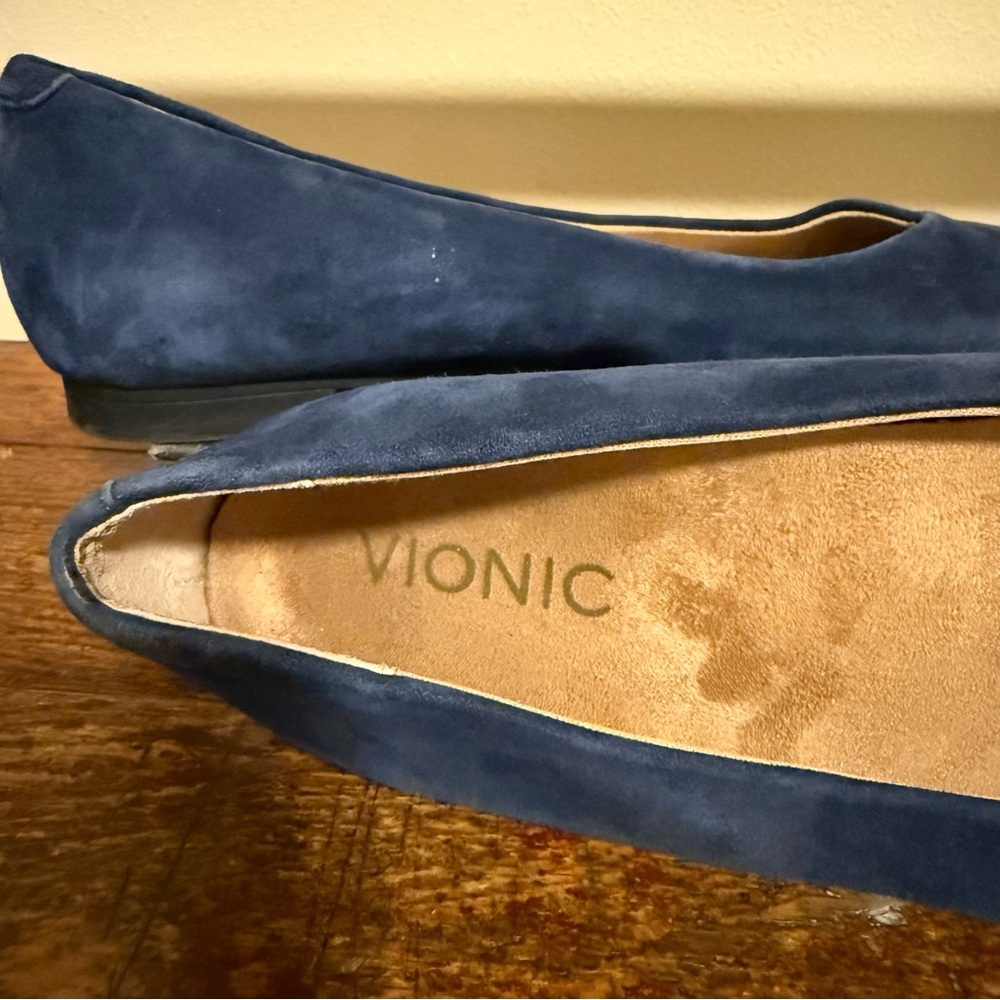Vionic Navy Blue Suede Pointed Toe Flats - Picture 9 of 12